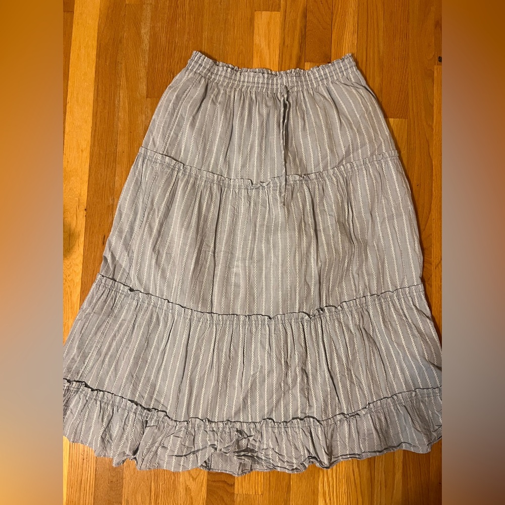 Madewell Light Baby blue with white detail Striped Maxi Skirt